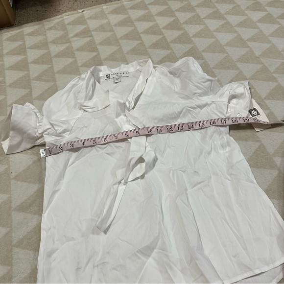 Anne klein ivory puff sleeve tie neck blouse notch neck - Picture 4 of 4